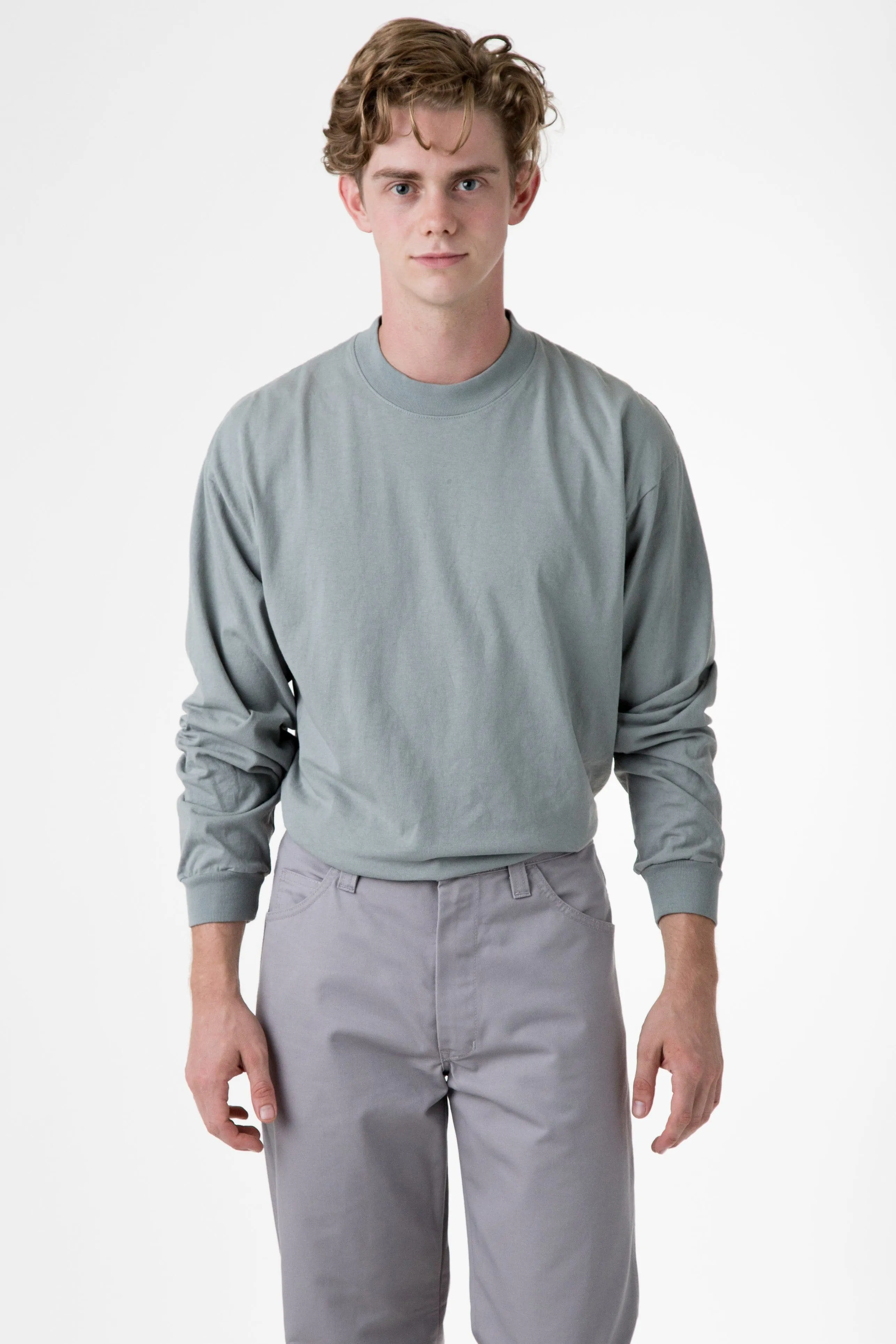 1406GD - Long Sleeve Garment Dye Mockneck T-Shirt