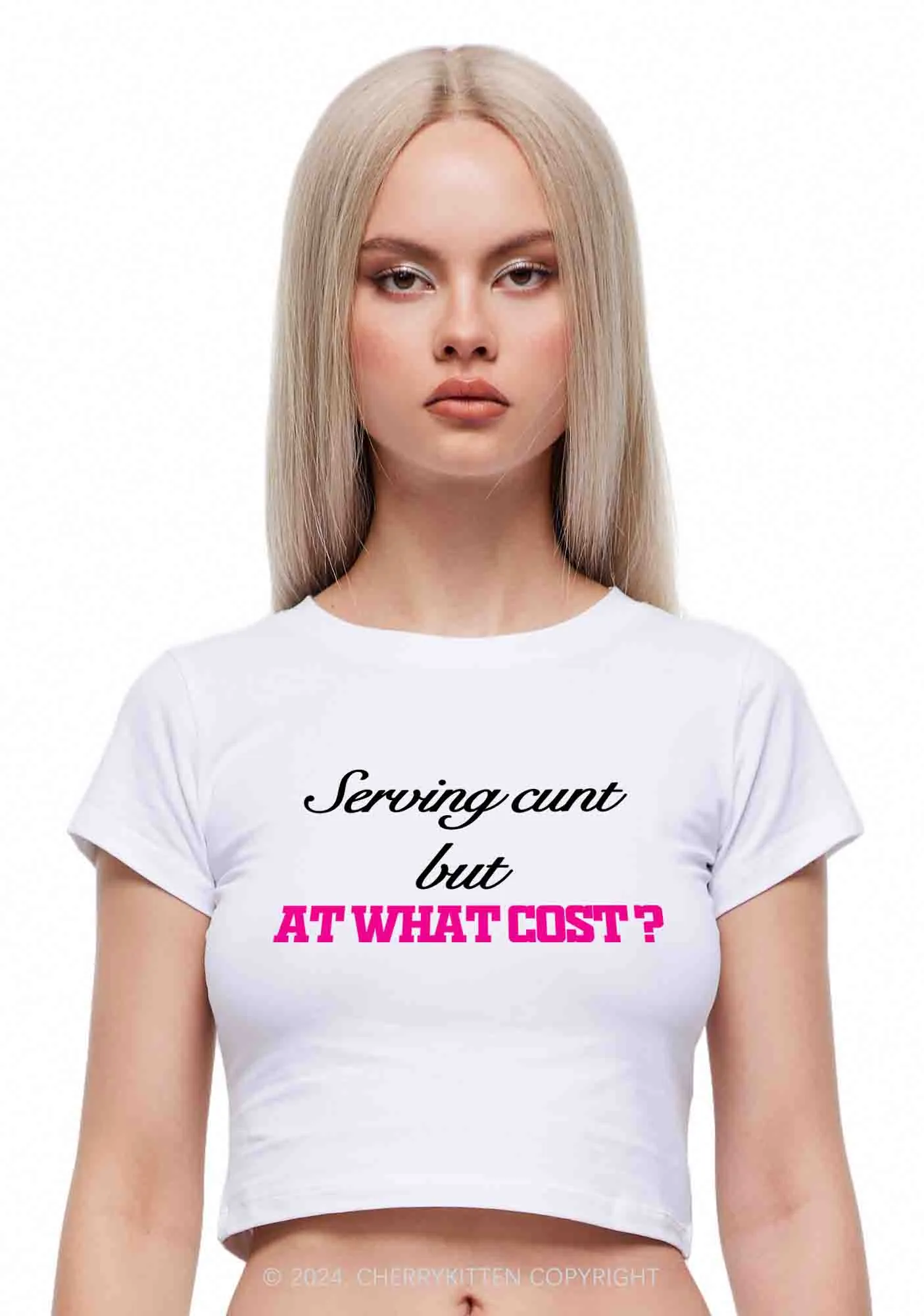 At What Cost Y2K Baby Tee Cherrykitten