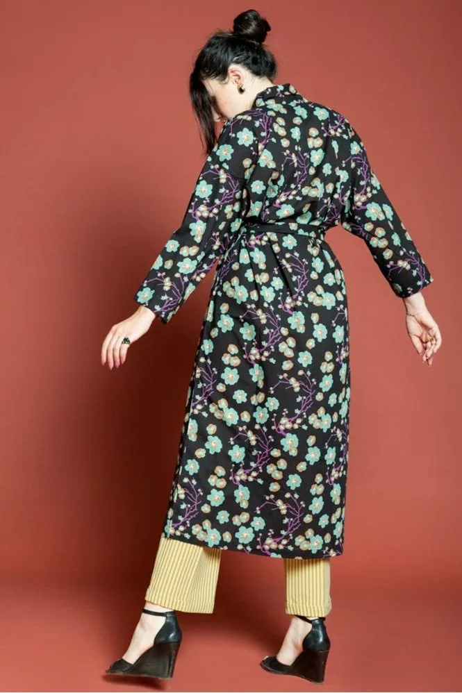 Blossom Black Cotton Bathrobe    