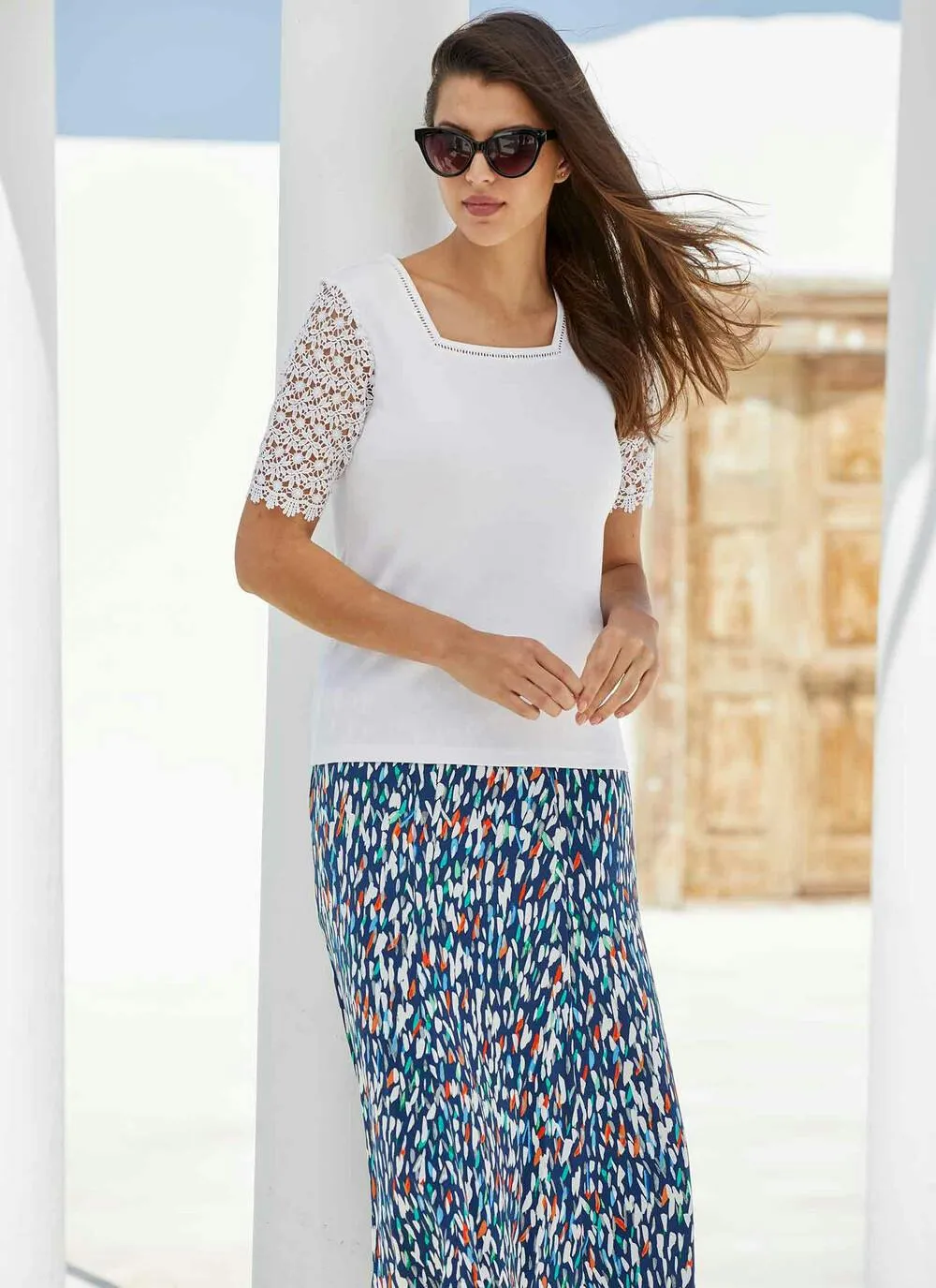 Blue Print Skirt 31"