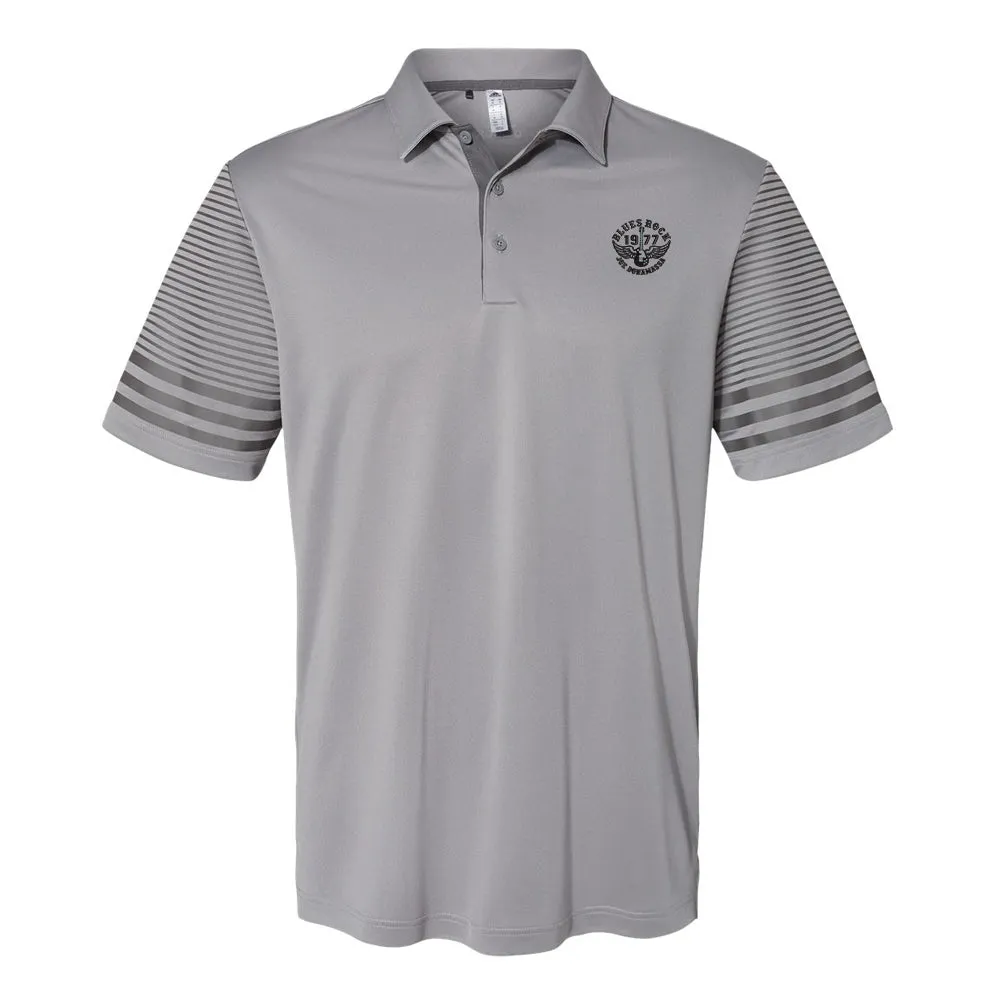Blues Rock Adidas Striped Sleeve Polo Shirt (Men)