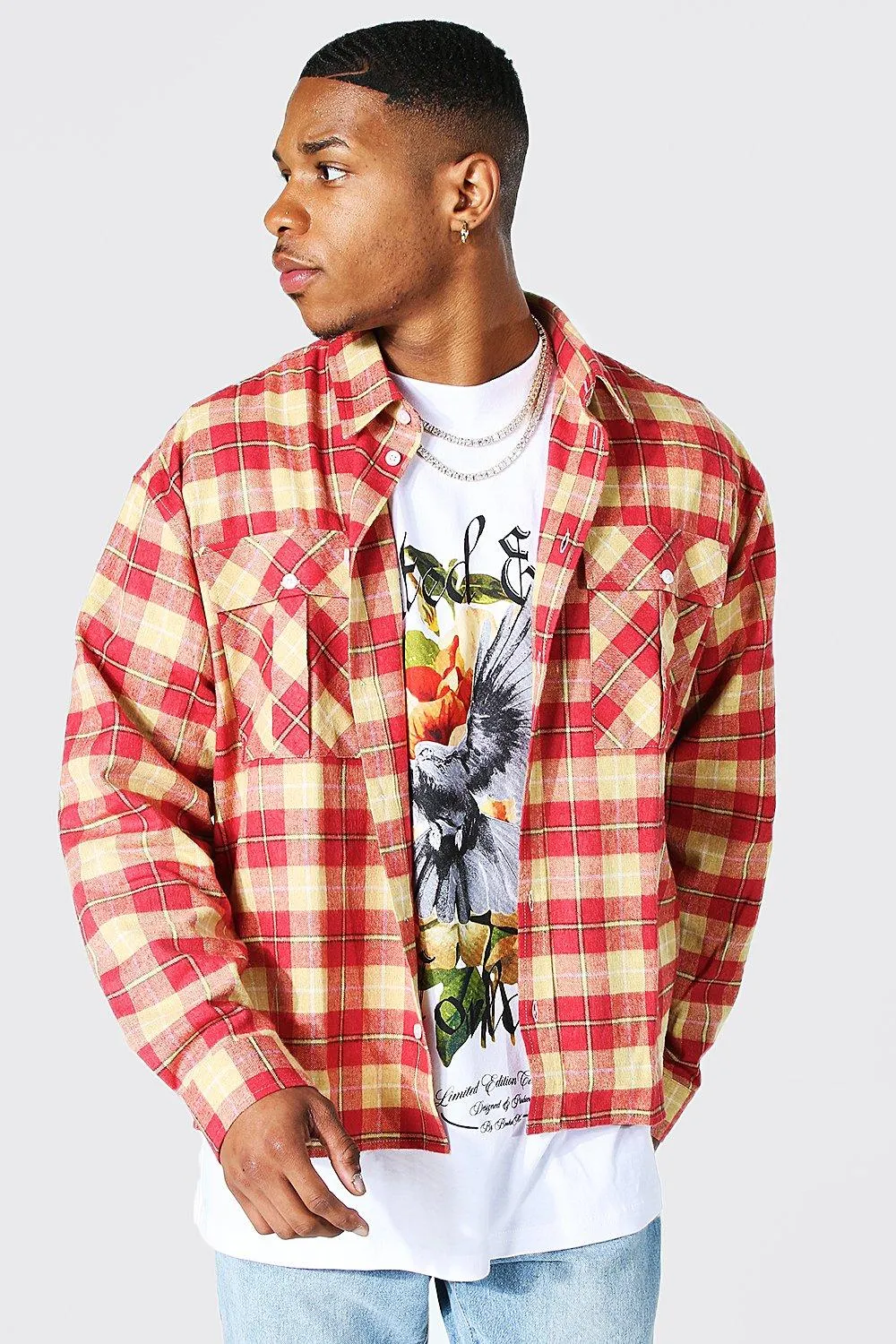 Boxy Fit Cargo Pocket Check Shirt