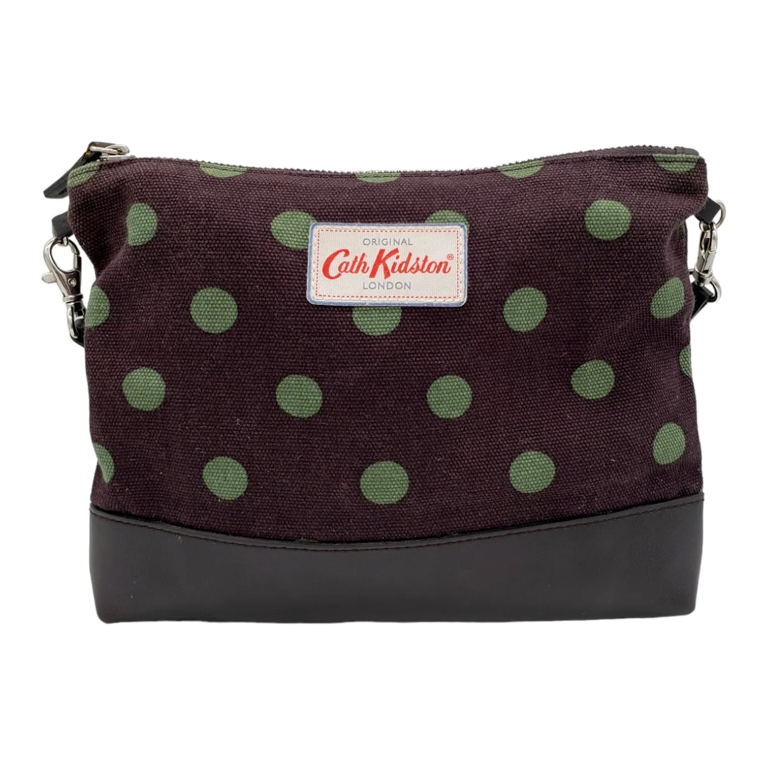 Cath Kidston Green Polka Dot Leather & Canvas Bag