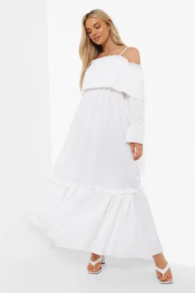 Cold Shoulder Ruffle Maxi Dress