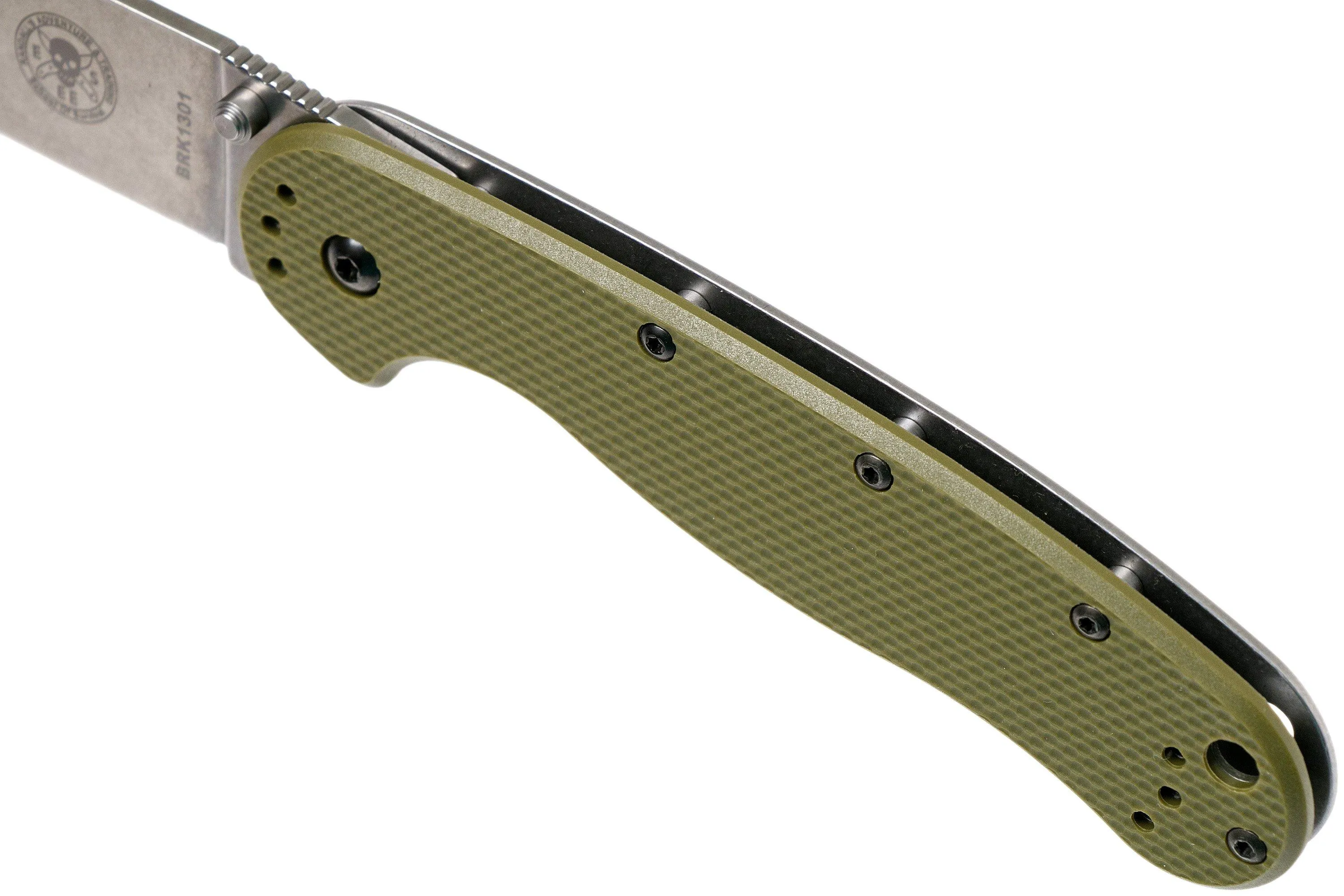 ESEE Avispa pocket knife, stonewashed D2 blade, OD Green handle BRK1302OD