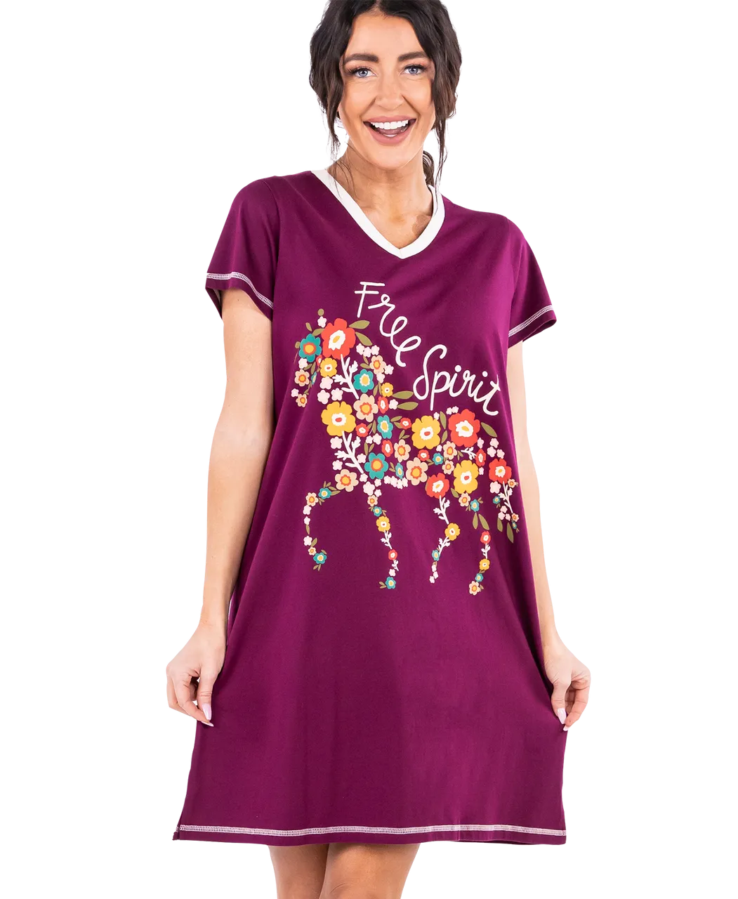 Free Spirit Women's Horse V-Neck Nightshirt