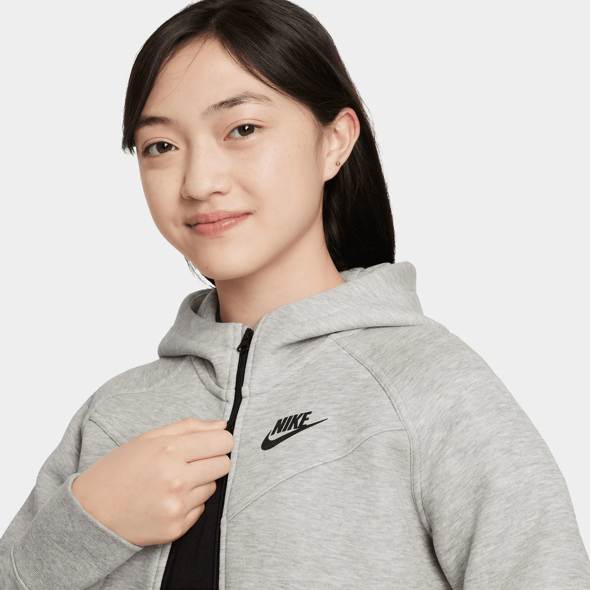 Nike Sportswear Junior Girls' Tech Fleece Full Zip Hoodie / Dark Grey Heather