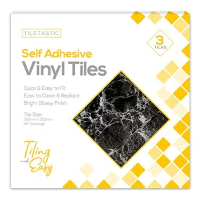 Tiletastic Dark Marble Self Adhesive Vinyl Floor Tiles (Pack of 3)