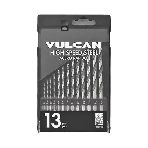Vulcan 242790OR Jobber Length Drill Set, 13 Pieces, 1/16 - 1/4 in