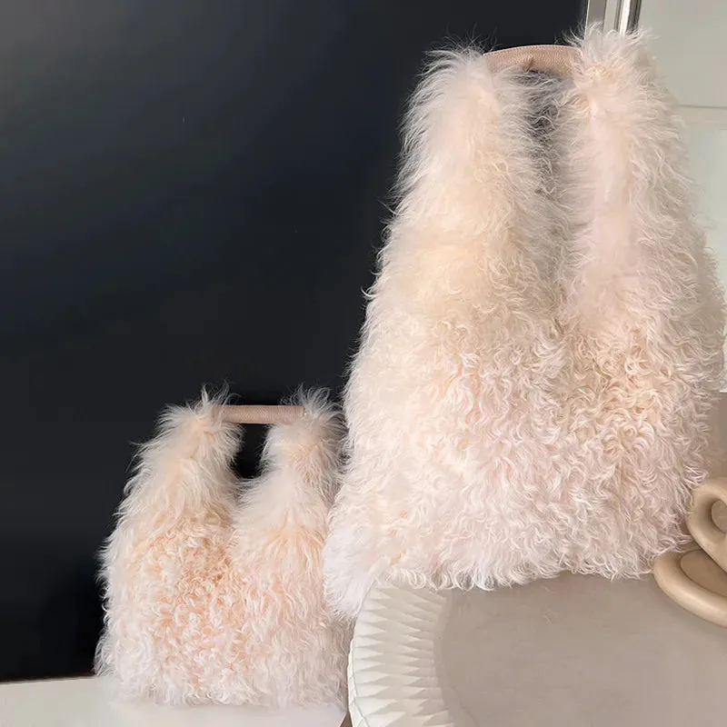 Women's Fashion Casual Luxury Real Fur Large Capacity Handbag
