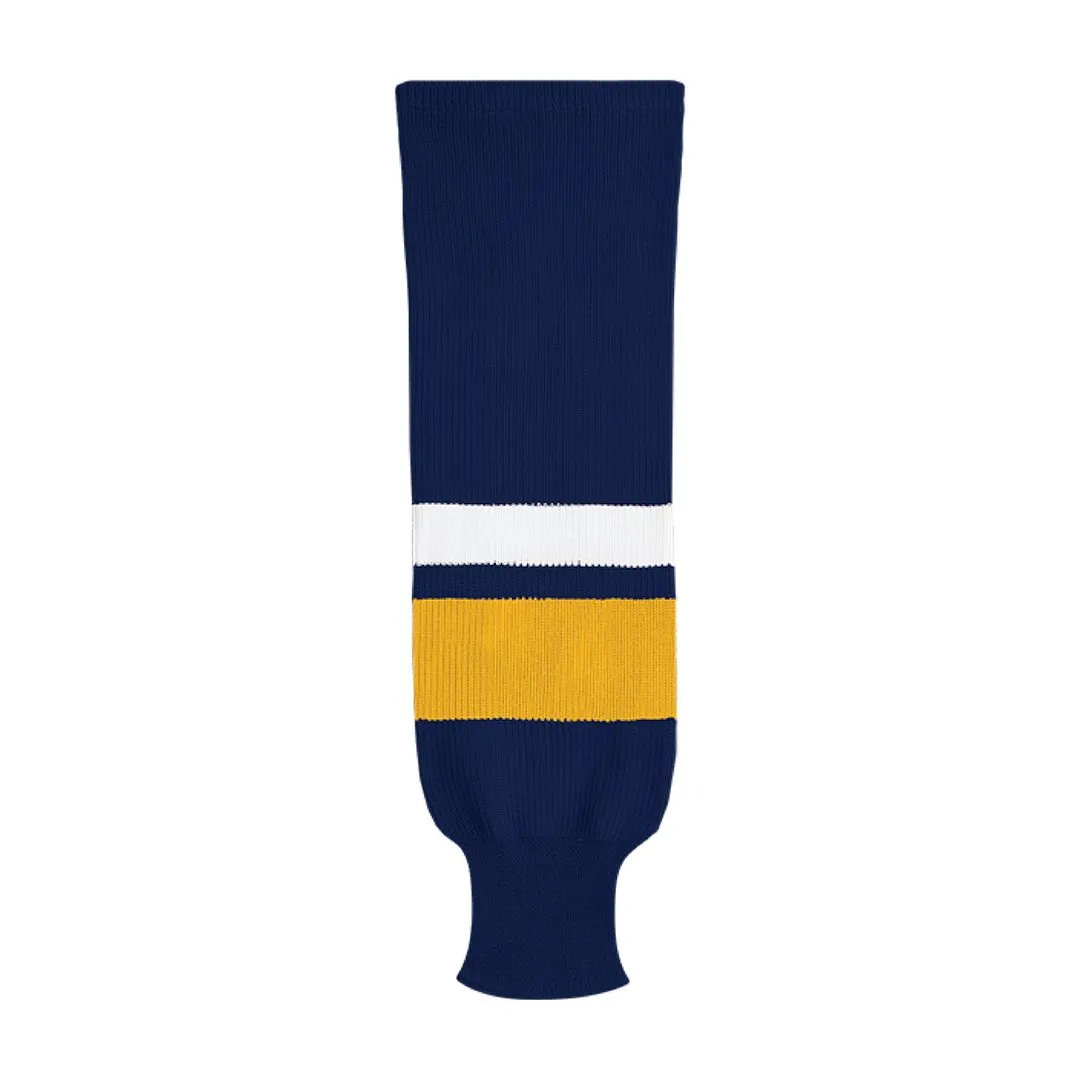 X9800 Knit Hockey Socks: Navy/Gold/White